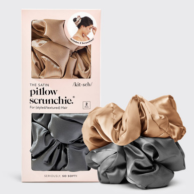 Satin Sleep Pillow Scrunchies - Charcoal/Gold - Spruce Collective