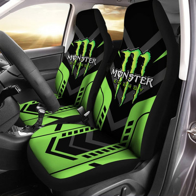 OFFICIAL-MONSTER-ENERGY-CLASSIC-LOGOS-PREMIUM-CAR-SEAT-COVERS/BIG-GRAPHIC-3D-PRINTED-CUSTOM-MONSTER-ENERGY-OFFICIAL-LOGOS-BLACK & NEON-GREEN-COLOR-DESIGN-DOUBLE-CAR-SEAT-COVERS!!
