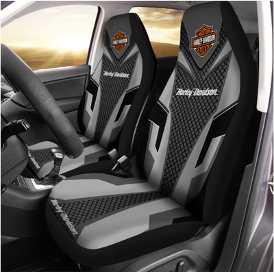 OFFICIAL-HARLEY-DAVIDSON-CLASSIC-LOGOS-PREMIUM-CAR-SEAT-COVERS/BIG-GRAPHIC-3D-PRINTED-CUSTOM-CLASSIC-HARLEY-DAVIDSON-BLACK & GREY-DESIGN-DOUBLE-CAR-SEATS!!