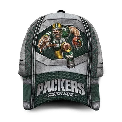 OFFICIAL-NFL.GREEN-BAY-PACKERS-GAME-DAY-HATS/CUSTOMIZED-3D-GRAPHIC-PRINTED-NAME-ON BRIM!