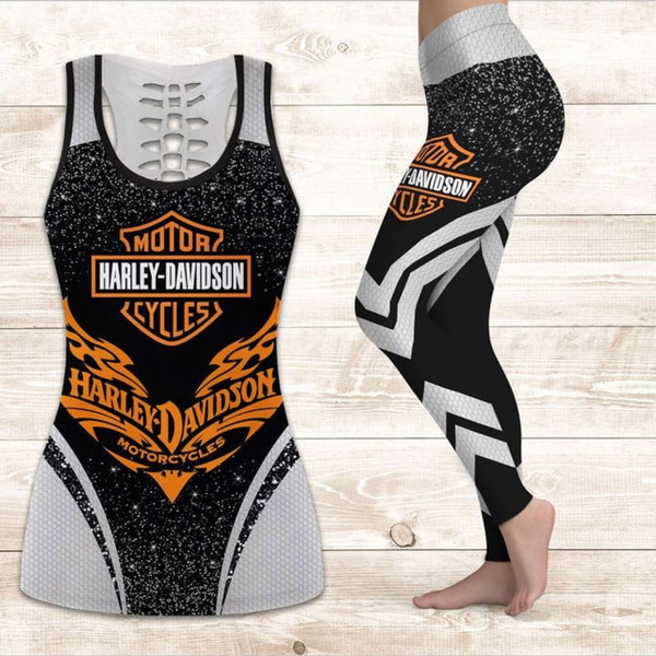 **(HARLEY-DAVIDSON-WOMENS-TANK-TOP & LEGGINGS-SETS/CUSTOM-GRAPHIC-3D-PRINTED-DOUBLE-SIDED-DESIGNED/OFFICIAL-CUSTOM-HARLEY-3D-LOGOS & OFFICIAL-CLASSIC-HARLEY-SPECKLED-BLACK & GREY-COLORS/PREMIUM-HARLEY-RIDING-TANK-TOP & HD-LEGGINGS-COMBO-SETS..)**