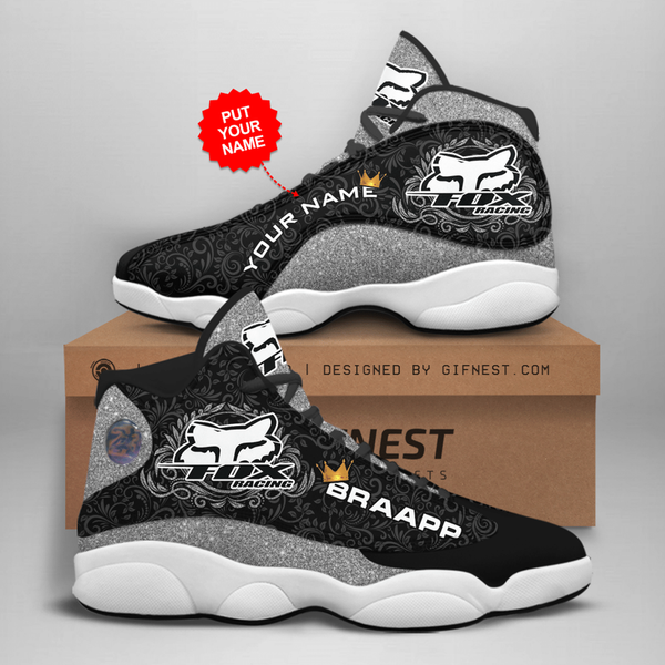 FOX-RACING-BLACK & GREY-HIGH-TOP-SPORT-RUNNING-SHOES/OFFICIAL-CUSTOM-GRAPHIC-3D-PRINTED-FOX-RACING-LOGOS-DESIGN/PREMIUM-RUGGED-WHITE-OUTER-SOLES-HIGH-TOP-FOX-DESIGN/ADD-YOUR-OWN-PERSONALIZED-NAME-OR-SPECIAL-CUSTOM-TEXT-TO-BOTH-SNEAKERS...