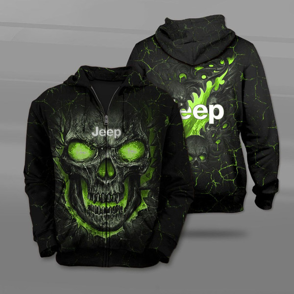 **(BIG-FIREY-GREEN-SKULL-THEMED-OFFICIAL-NEW-JEEP-ZIPPERED-HOODIES/NICE-CUSTOM-3D-OFFICIAL-JEEP-LOGOS & OFFICIAL-CLASSIC-JEEP-COLORS/DETAILED-3D-GRAPHIC-PRINTED-DOUBLE-SIDED-DESIGN/PREMIUM-WARM-TRENDY-JEEP-ZIPPERED-FRONT-HOODIES)**