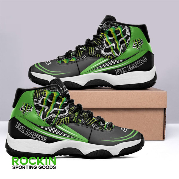 TRENDY-NEW-MONSTER-ENERGY/FOX-RACING-BLACK & NEON-GREEN-HIGH-TOP-SPORT-RUNNING-SHOES/OFFICIAL-CUSTOM-GRAPHIC-3D-PRINTED-MONSTER-ENERGY & FOX-RACING-LOGOS-DESIGN/PREMIUM-RUGGED-BLACK-OUTER-SOLES-CLAASIC-HIGH-TOP-DESIGN...