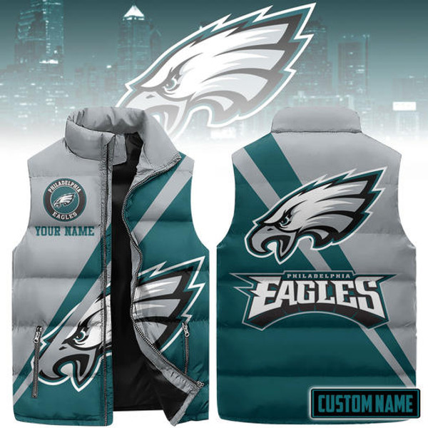 **(NFL.PHILADELPHIA-EAGLES-TEAM-SPORT-PUFFER-VEST-JACKETS/JUST-ADD-YOUR-OWN-NAME-OR-SPECIAL-CUSTOM-TEXT/OFFICIAL-EAGLES-TEAM-LOGOS & OFFICIAL-CLASSIC-EAGLES-TEAM-COLORS/WARM-PREMIUM-NFL.EAGLES-TEAM-SPORT-WINTER-PUFFER-VESTS)**