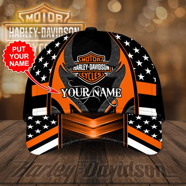 HARLEY-DAVIDSON-MOTORCYCLE-BIKER-CAPS/CUSTOM-3D-PRINTED-HARLEY-PATRIOTIC-STARS-HAT!!