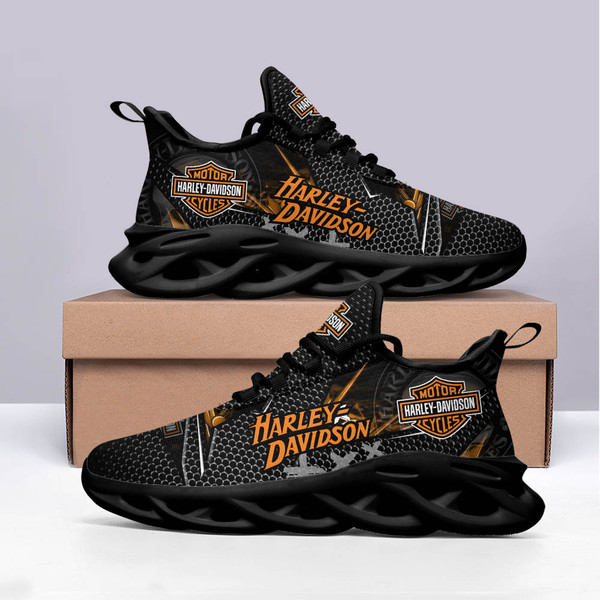 **(HARLEY-DAVIDSON-BIKER-BLACK-FASHION-SPORT-RIDING-SHOES/CUSTOM-DETAILED-GRAPHIC-3D-PRINTED-DOUBLE-SIDED-DESIGN/CLASSIC-OFFICIAL-CUSTOM-HARLEY-LOGOS & CLASSIC-OFFICIAL-HARLEY-BLACK & ORANGE-COLORS/TRENDY-PREMIUM-HARLEY-BIKERS-SPORT-RUNNING-SHOES)**
