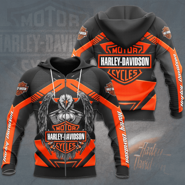 OFFICIAL-HARLEY-DAVIDSON-MOTORCYCLE-BIKERS-ZIPPERED-HOODIE/CUSTOMIZED-3D-HARLEY-TWIN-ENGINE & BIG-HARLEY-EAGLE-DESIGN!!