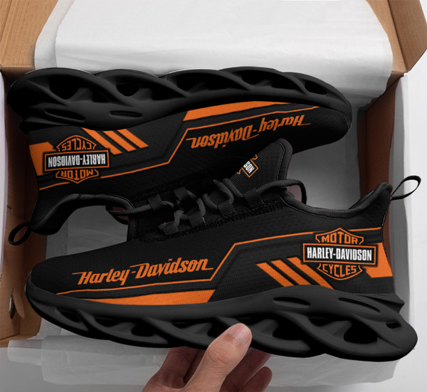 **(HARLEY-DAVIDSON-BIKER-BLACK-FASHION-SPORT-RIDING-SHOES/CUSTOM-DETAILED-3D-GRAPHIC-PRINTED-DOUBLE-SIDED-DESIGN/CLASSIC-OFFICIAL-CUSTOM-HARLEY-LOGOS & CLASSIC-OFFICIAL-HARLEY-BLACK & ORANGE-COLORS/TRENDY-PREMIUM-HARLEY-BIKERS-SPORT-RUNNING-SHOES)**