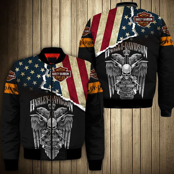 **(HARLEY-DAVIDSON-MOTORCYCLE-BIKERS-JACKETS/PATRIOTIC-FLAG & WINGED-BIKERS-SKULL/CUSTOM-DETAILED-3D-GRAPHIC-PRINTED-DOUBLE-SIDED-DESIGN/CLASSIC-OFFICIAL-CUSTOM-HARLEY-LOGOS & OFFICIAL-HARLEY-COLORS/WARM-PREMIUM-HARLEY-RIDING-JACKETS)**