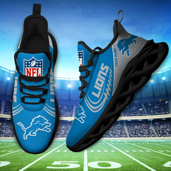 OFFICIAL-NFL.DETRIOT-LIONS-TEAM-SPORT-RUNNING-SHOES/ADD YOUR OWN PERSONALIZED NAME OR SPECIAL CUSTOM TEXT ON BOTH SNEAKERS/CUSTOM-3D-LIONS-TEAM-BLACK-OUTER-SOLES-DESIGN!