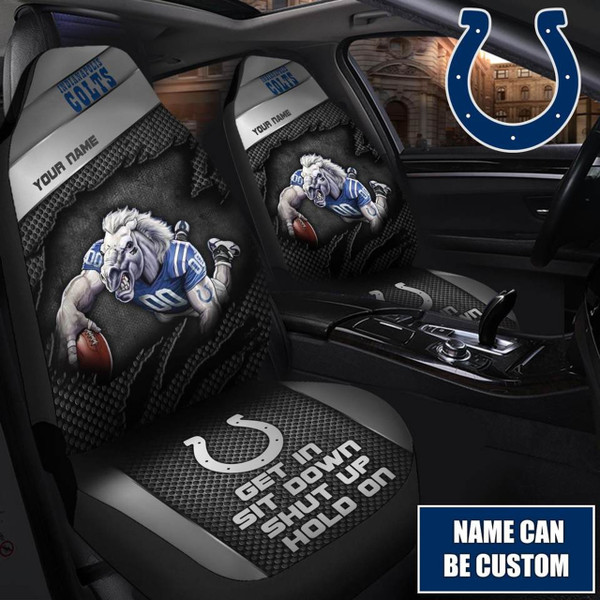 NFL.INDIANAPOLIS-COLTS-TEAM-CLASSIC-LOGOS-CAR-SEAT-PREMIUM-COVERS/ADD-YOUR-OWN-CUSTOM-PERSONALIZED-NAME-OR-CUSTOM-TEXT-ON BOTH-SEAT-COVERS/BIG-CUSTOM-GRAPHIC-3D-PRINTED-NFL.COLTS-TEAM-DESIGN-DOUBLE-CAR-SEAT-COVERS!!