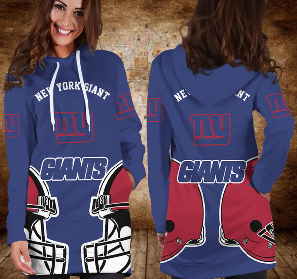 **(NFL.New York Giants Team Limited-Edition Trendy Casual Game-Day Custom Mid-Length Over The Hip/Butt Longer Pullover Team Short Dress Hoodie)**