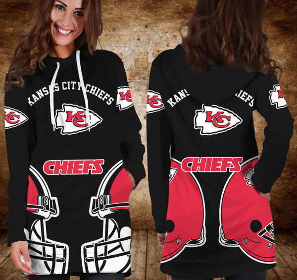 **(NFL.Kansas City Chiefs Team Limited-Edition Trendy Casual Game-Day Custom Mid-Length Over The Hip/Butt Longer Pullover Team Short Dress Hoodie)**