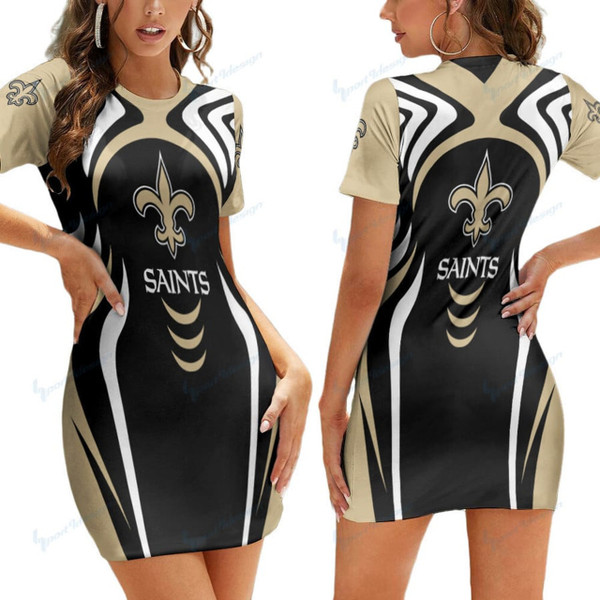 **(Official-NFL.New-Orleans-Saints-Team Limited-Edition Trendy Body-Con Mini Casual Ladies Game-Day-Saints-Team/Slim-Fit-Short-Fashion-MiniDress)**