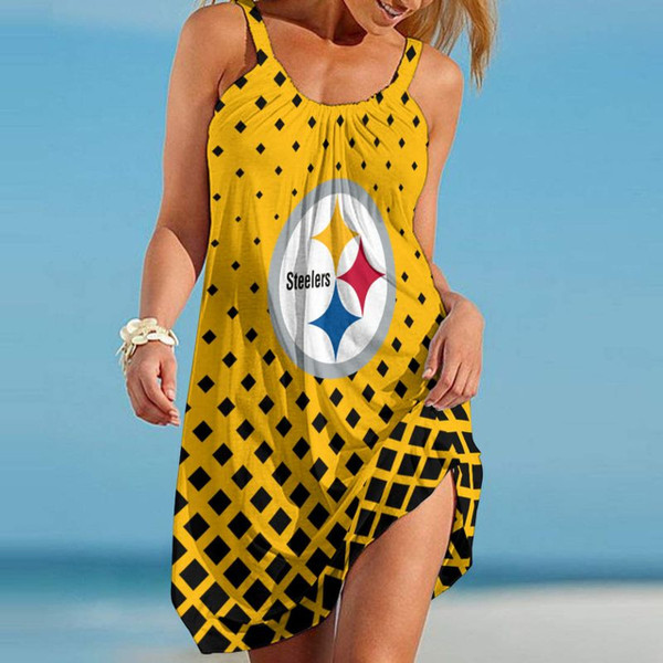 **(Official-NFL.Pittsburgh Steelers Team Limited Edition Trendy Casual Womens Summer Knee Length Game-Day Beach Dress)**