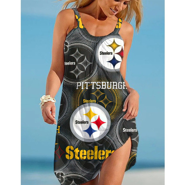 **(Official-NFL.Pittsburgh Steelers Team Limited Edition Trendy Casual Womens Summer Knee Length Sport Team Beach Dress)**