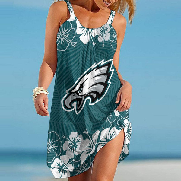 **(Official-NFL.Philadelphia Eagles Team Limited Edition Trendy Casual Womens Summer Knee Length Sport Team Beach Dress)**