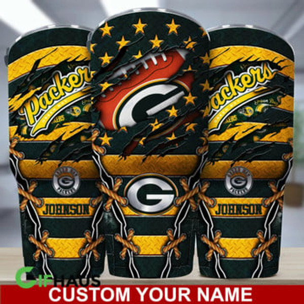 NFL.GREEN-BAY-PACKERS-TEAM-LOGOS-PREMIUM-DRINKING-CUP-TUMBLERS/ADD-YOUR-OWN-CUSTOM-PERSONALIZED-NAME-OR-SPECIAL-CUSTOM-TEXT-ON-TUMBLER/GRAPHIC-3D-PRINTED-NFL.PACKERS-TEAM-DESIGN-BIG 20 OZ.STAINLESS STEEL DRINKING TUMBLERS WITH STRAW & SEALED TOP..