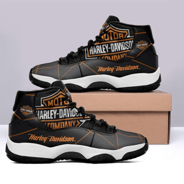 **(HARLEY-DAVIDSON-BIKER-BLACK-FASHION-SPORT-RIDING-SHOES/CUSTOM-DETAILED-GRAPHIC-3D-PRINTED-DOUBLE-SIDED-DESIGN/CLASSIC-OFFICIAL-CUSTOM-HARLEY-LOGOS & CLASSIC-OFFICIAL-HARLEY-BLACK & ORANGE-COLORS/TRENDY-PREMIUM-HARLEY-BIKERS-SPORT-HIGH-TOP-SHOES)**