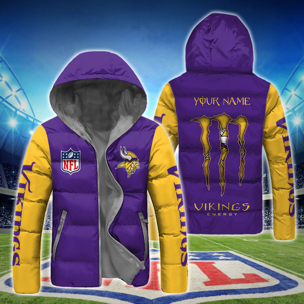 **(N.F.L.MINNESOTA-VIKINGS-TEAM-HOODED-SPORT-DOWN-JACKETS/ADD-YOUR-PERSONALIZED-NAME-OR-SPECIAL-CUSTOM-TEXT-ON-BACK/OFFICIAL-VIKINGS-TEAM-LOGOS & OFFICIAL-CLASSIC-VIKINGS-TEAM-COLORS/WARM-PREMIUM-N.F.L.VIKINGS-TEAM-HOODED-SPORT-JACKETS)**