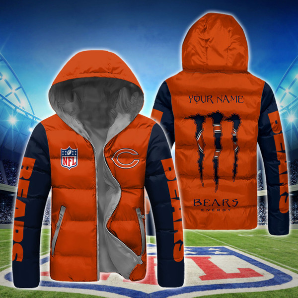 **(N.F.L.CHICAGO-BEARS-TEAM-HOODED-SPORT-DOWN-JACKETS/ADD-YOUR-PERSONALIZED-NAME-OR-SPECIAL-CUSTOM-TEXT-ON-BACK/OFFICIAL-BEARS-TEAM-LOGOS & OFFICIAL-CLASSIC-BEARS-TEAM-COLORS/WARM-PREMIUM-N.F.L.BEARS-TEAM-HOODED-SPORT-JACKETS)**