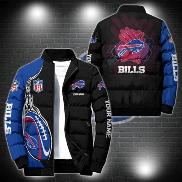 **(N.F.L.BUFFALO-BILLS-TEAM-SPORT-PUFFER-JACKETS/ADD-YOUR-OWN-CUSTOM-NAME/OFFICIAL-BILLS-TEAM-COLORS & OFFICIAL-BILLS-TEAM-LOGOS/CUSTOM-GRAPHIC-3D-PRINTED-DOUBLE-SIDED-ALL-OVER-TEAM-DESIGN/WARM-PREMIUM-N.F.L.BILLS-TEAM-WINTER-PUFFER-JACKETS)**