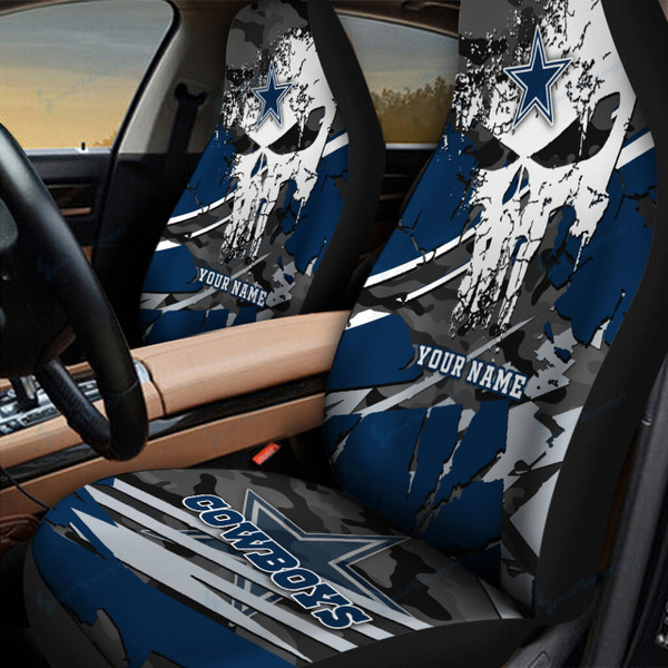 NFL.DALLAS-COWBOYS-TEAM-CLASSIC-LOGOS-CAR-SEAT-PREMIUM-COVERS/ADD-YOUR-OWN-CUSTOM-PERSONALIZED-NAME-OR-CUSTOM-TEXT-ON BOTH-SEAT-COVERS/BIG-CUSTOM-GRAPHIC-3D-PRINTED-NFL.COWBOYS-TEAM-PUNISHER-SKULL-DESIGN-DOUBLE-CAR-SEAT-COVERS...