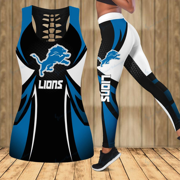 NFL.Detriot Lions Team/High Waist Push Up Custom Graphic-3D-Printed Premium Womens NFL.Lions Team Leggings & Lions Team Custom Tank Top/Matching-Combo-Sets/Add Your Own Name Or Special Custom Text Down Tank Tops Left Side As Shown..