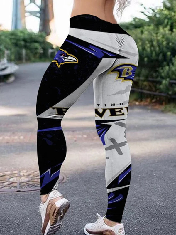 NFL.Baltimore Ravens Team/High Waist Push Up Custom Graphic-3D-Printed Premium Womens Ravens Team Leggings...