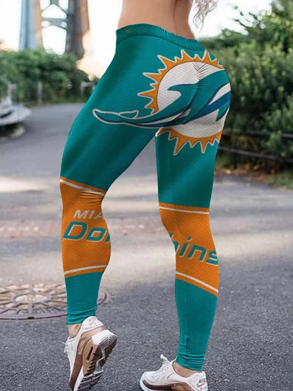 NFL.Miami Dolphins Team/High Waist Push Up Custom Graphic-3D-Printed Premium Womens Dolphins Team Leggings!!