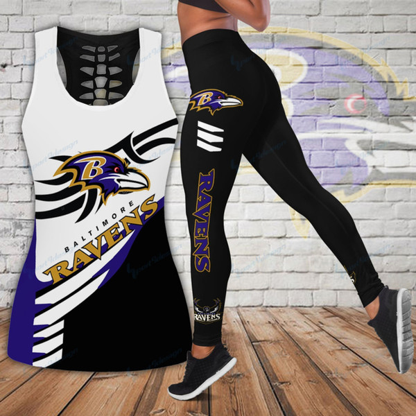 NFL.Baltimore Ravens Team/High Waist Push Up Custom Graphic-3D-Printed Premium Womens NFL.Ravens Team Leggings & Ravens Team Custom Tank Top/Matching-Team-Trendy-Combo-Sets...