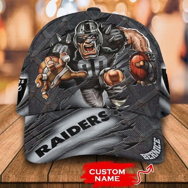 OFFICIAL-NFL.LAS-VEGAS-RAIDERS-TEAM-CRAZY-PLAYER-RUNNING-GAME-DAY-FANS-TEAM-HATS/WITH-YOUR-CUSTOMIZED-GRAPHIC-3D-PRINTED-NAME-OR-CUSTOM-TEXT-ON-HATS-BOTTOM-LEFT-FRONT-BRIM-SIDE!