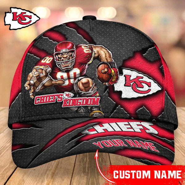 OFFICIAL-NFL.KANSAS-CITY-CHIEFS-TEAM-GAME-DAY-HATS/ADD YOUR OWN PERSONIZED NAME OR SPECIAL CUSTOM TEXT ON HATS FRONT LEFT BRIM SIDE/CUSTOM GRAPHIC PRINTED-3D-PRINTED CHIEFS TEAM LOGOS DESIGN..