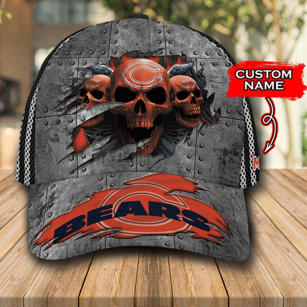 OFFICIAL-NFL.CHICAGO-BEARS-CRAZY-SKULLS-GAME-DAY-FANS-TEAM-HATS/WITH-YOUR-CUSTOMIZED-GRAPHIC-3D-PRINTED-NAME-ON-HATS-BOTTOM-LEFT-SIDE!