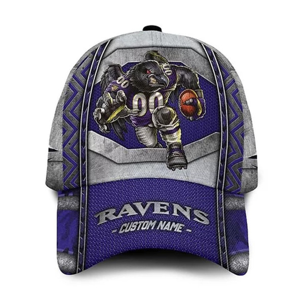 OFFICIAL-NFL.BALTIMORE-RAVENS-GAME-DAY-HAT/CUSTOMIZED-3D-GRAPHIC-PRINTED-NAME-ON-BRIM-TOP