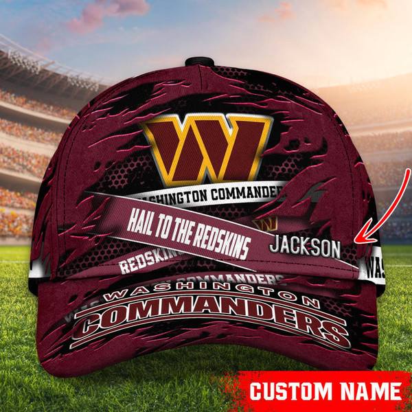 OFFICIAL-NFL.WASHINGTON-COMMANDERS-TEAM-GAME-DAY-HATS/ADD YOUR OWN PERSONIZED NAME OR SPECIAL CUSTOM TEXT ON HATS FRONT LEFT BOTTOM SIDE/CUSTOM GRAPHIC PRINTED-3D-PRINTED COMMANDERS TEAM LOGOS DESIGN..