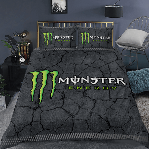 OFFICIAL MONSTER-ENERGY-CLASSIC LOGOS & BIG MONSTER-ENERGY-LOGO/COMPLETE-ANY-SIZE-3PC.CUSTOM-3D-BED SETS/BIG-CUSTOM-GRAPHIC-3D-PRINTED-CLASSIC-MONSTER-ENERGY-BLACK & NEON-GREEN-3PC.BEDDING SET-NICE-3D-DESIGN!!