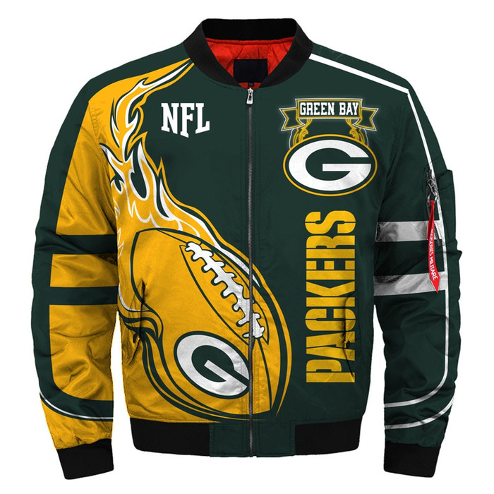 **(OFFICIAL-N.F.L.GREEN-BAY-PACKERS & OFFICIAL-PACKERS-TEAM-COLORS & OFFICIAL-CLASSIC-PACKERS-TEAM-LOGOS-FLIGHT-JACKET/NICE-CUSTOM-3D-GRAPHIC-PRINTED-DOUBLE-SIDED-ALL-OVER-PRINT-DESIGN/WARM-PREMIUM-N.F.L.PACKERS-TEAM-FLIGHT-JACKETS)**
