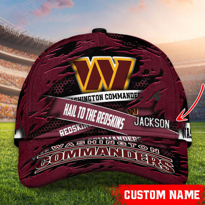 OFFICIAL-NFL.WASHINGTON-COMMANDERS-TEAM-GAME-DAY-HATS/ADD YOUR OWN PERSONIZED NAME OR SPECIAL CUSTOM TEXT ON HATS FRONT LEFT BOTTOM SIDE/CUSTOM GRAPHIC PRINTED-3D-PRINTED COMMANDERS TEAM LOGOS DESIGN..