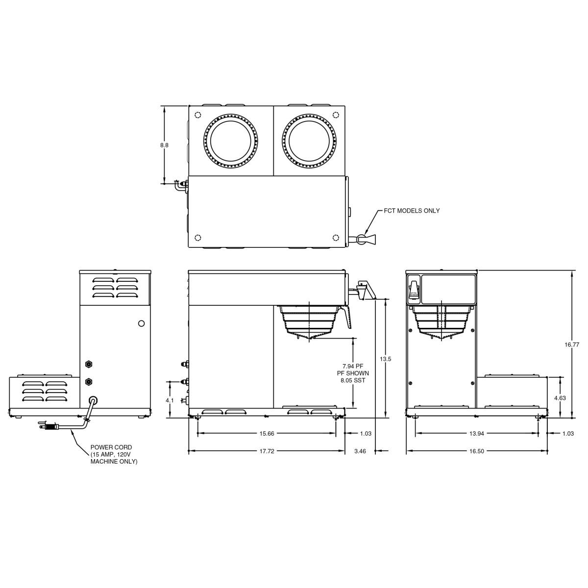 Bunn AXIOM 15-3 LP Automatic Coffee Brewer with Faucet