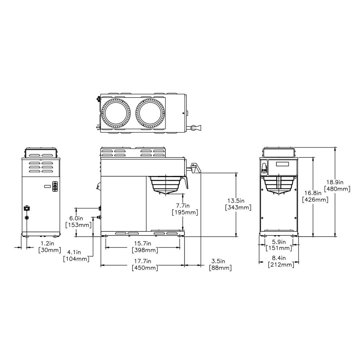 Bunn Axiom-15-3 Automatic Coffee Brewer with Faucet