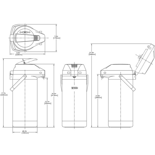 Bunn 3.8 Liter Stainless Steel Lever Action Coffee Airpot, 36725
