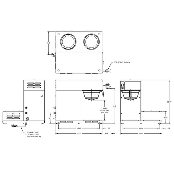 Bunn AXIOM 15-3 LP Automatic Coffee Brewer with Faucet, Coffee Machine, Coffee Maker, 38700.0002