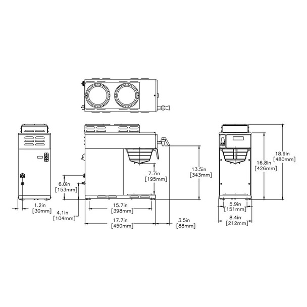 Bunn Axiom-15-3 Automatic Coffee Brewer with Faucet, Coffee Machine, Coffee Maker, 38700.0000