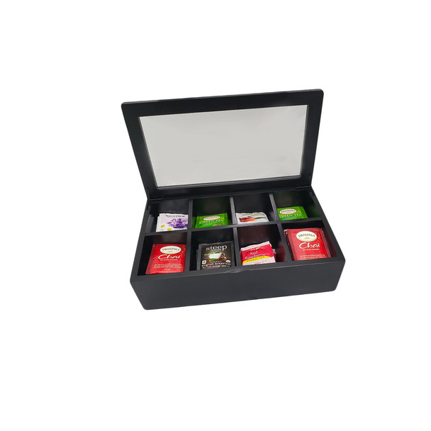 High-Quality Black Bamboo 8 Selection Tea Box, BTBBK