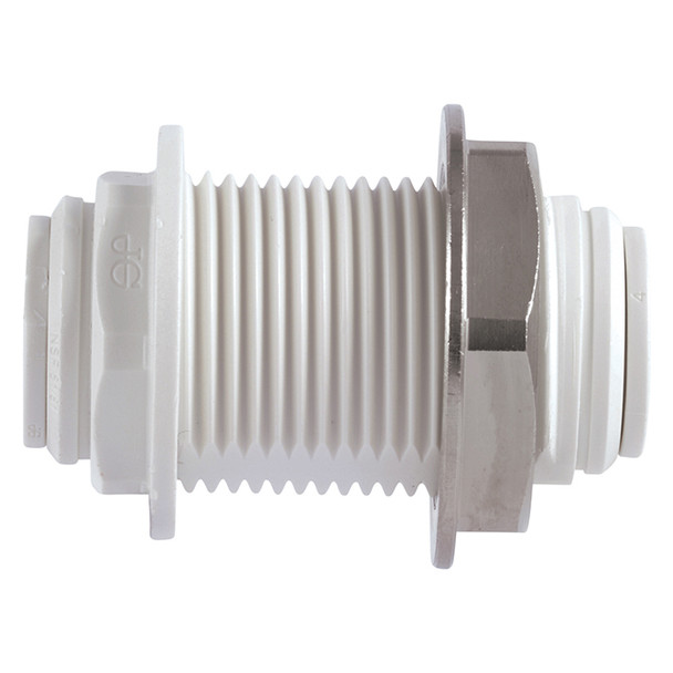 John Guest Push-Fit Inline Bulkhead Union 3/8" Tube, PP1212W-US