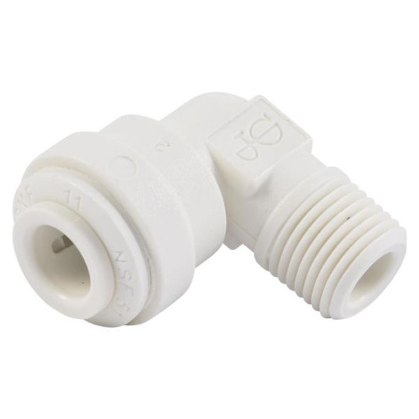 John Guest Push-Fit Fixed Elbow Connector 1/4" Tube x 1/4" NPTF 10 pack, PP480822W-US