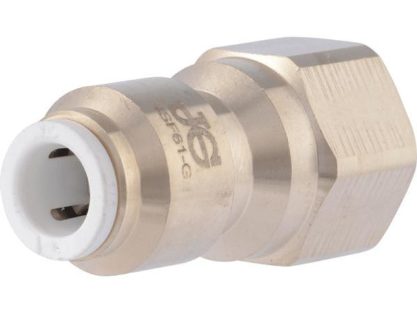 John Guest Push-Fit Inline Female Brass Connector 3/8 Tube x 1/4 Flare 10 Pack, MI4512F4SLF