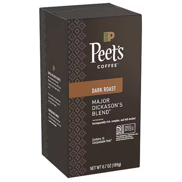 Peet's Coffee Major Dickason's Coffee Soft Pods 96 C/T